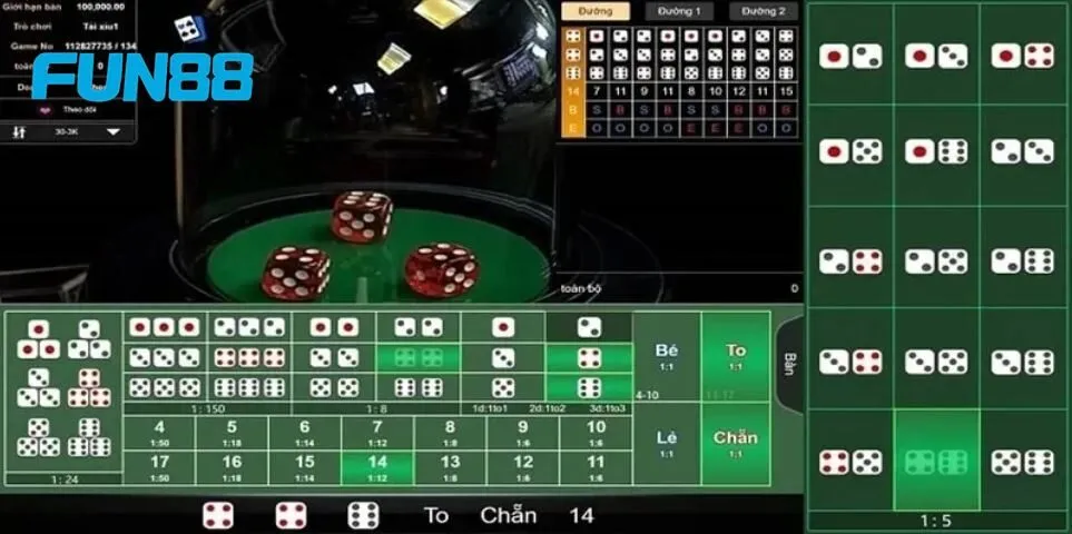 Lịch sử kết quả tài xỉu.